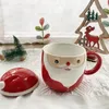 Canecas Natal Papai Noel Cerâmica Caneca Kawaii Leite Copo Estudante Presente Bonito Café Dos Desenhos Animados Escritório