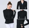 Veste à glissière Vêtements de yoga à séchage rapide à manches longues Formation de trou de pouce Courir Femmes Slim Fitness Coat Vestes de créateurs pour femmes Womens Coat64e