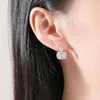 Stud Earrings SP-LAM Luxury Tiny CZ Paved Moissanite Mainstone Fine Jewelry Emerald Cut Vintage Fashion Accessories For Women