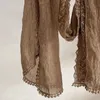 Halsdukar kvinnor halsduk med pom trim och spets kant hösten vinter fast färg bomullslinne långa halsdukar sjal kvinnlig huvudduk 231214