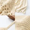 Robes décontractées Creux Crochet Tricot Femmes Été Col V A-Ligne Longue Plage Sans Manches Robe Cami Dropship