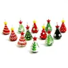 Mini Handmade Glass Christmas Tree Art Figurines Ornaments Colorful High Grade Cute Pendant Xmas Hanging Decor Charm Accessories 2277U