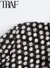Robes décontractées de base TRAF 2023 automne femme vague point imprimé mode chemise ample mince col rabattu chemisiers à simple boutonnage Camisas 231213