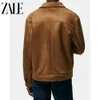 Men's Jackets ZALE 2023 Autumn Suede Jacket Solid Color Lapel Fashion Street High Quality Coat Handsome Casual 231214