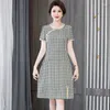 Feestjurken Chinese Jurk Katoen Vintage Plaid Vrouwen Oosterse Gewaad Cheongsam Vrouwelijke China Elegant Casual Modern Mini Qipao