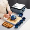 Tea Cups Japanese Style Set Teaware Sets Blue Ceramic Business Gift Portable Travel Chinese Kung Fu Teapot 231214