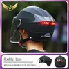 Casques de cyclisme Moto avec lumières LED casque de cyclomoteur Scooter électrique pour hommes femmes Double visière Rechargeable vélo lumière vélo 231214