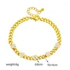 Braccialetti a maglie Moda europea americana Catena d'amore bianca Zircone Gioielli in acciaio inossidabile dorato Bracciale con temperamento versatile Regalo da donna