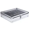 Titta på lådor Fall Professional 12 GRID Slots smycken Watches Display Storage Square Box Case Aluminium Suede Inside Container OR212Y