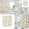 Cortinas de ducha Dunxdeco Cortina Baño Cortinas impermeables Moderno Fruta fresca Papaya Estampado Tela de poliéster Ridea Artística Decora Dhouz