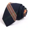 Bow Ties Male Fashion Foraml 2023 7cm Bomull för män högkvalitativ affärsdräkt Work Slitte Classic Blue Striped Gift Box