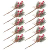 Dekorative Blumen 10 Stück Beeren Kiefer für Weihnachtsbaumschmuck Picks Handwerk Simulation Girlande gefälschte künstliche Pflanze Beerenzweig