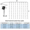 Decorazioni natalizie Luce solare a led per esterni Ghirlanda stradale Scintillio Led Stringa di luce per tende cablata in rame 3X 8 modalità Remoto per la decorazione del giardino 231214