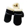 Vêtements de chien 4pcs antidérapantes chaussures de chiot chaud hiver animal de compagnie anti-dérapant pluie bottes de neige chaussures épaisses pour les chaussettes de pré-marcheurs chaussons