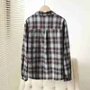 Blouses Femme Chemises Nouveau automne coton chemise femmes revers rembourrés rétro Plaid paresseux Style décontracté mince confortable polyvalent chemisier en couches T3N912QD YQ231214