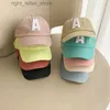 Bollmössor koreanska brev en broderi barn baseball cap godis färg sommar baby pojkar flickor sol visir kepsar justerbara barn strandhatt yq231214