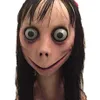 Straszna maska ​​Momo Hacking Gra Horror LaTex Mask Full Head Momo Big Eye z długimi perukami T200116237W