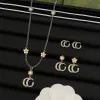 Женские дизайнерские серьги ожерелья красочные бриллианты G Письмо подвесное ожерелье медные бренды