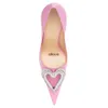 Sandales de créateurs MACH femme chaussures habillées triple coeur pompe en satin cuir verni embelli denim talon aiguille soirée Cleo Crytal rose mariage