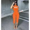 Calças femininas de duas peças definir mulheres verão sem mangas meia alta pescoço sexy tanque top sete pontos-calças define clube outfits streetwear atacado