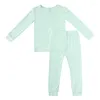 Set di abbigliamento Set pigiama per bambino in fibra di bambù Set traspirante per bambina, neonato, pigiama a maniche lunghe per bambine