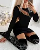 Urban Sexy Kleider Weihnachten Glitzer Figurbetontes Kleid Damen Weinglas Druck Partykleider Minikleider O-Ausschnitt Figurbetont Elegant Winter 2023 Vestidos T231214