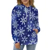 Hoodies feminino Christmas Snowflake Blue White Street Moda de tamanho grande capuz de pulôver unissex Sweethirts casuais de manga longa unissex