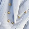 Женские костюмы Пиджаки ВЫСОКОГО КАЧЕСТВА дизайнерский пиджак с длинным рукавом Двубортный металлический пиджак с пуговицами льва Наружный 231213