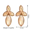 Dangle Earrings Big Leaf Crystals Studs For Women Elegant Fuchsia Brincos Jewelry Ear Accessories