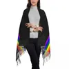Beret w trudnej sytuacji LGBTQ Pride Flag Stripe Scarf for Women Stylowe zimowe okłady LGBT Gay Lesbian Tassel