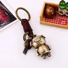 Keychains Re Fashion Animal Retro Woven Leather Keyring Lovely Pig Gift For Men Women Bag Hanging Bronze Alloy Vintage Keychain J2335