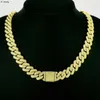 Pendant Necklaces 14mm Cuban Link Chain For Men Silvery/Golden Iced Out Rhinestone Miami Necklace Choker Women With Box Clasp Hip Hop