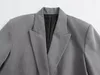 Costumes pour femmes Blazers TRAF gris surdimensionné Long Blazer femmes Double boutonnage pour automne bureau veste masculine femme 231213