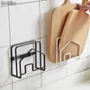 LIM Wallmounted Multigrid Iron Cutting Rack Kitchen Pot Drain Lnife Stand Shelves Organizator Y200429312Q