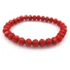 Bracciale con perline di cristallo sfaccettato rosso scuro da 8 mm per le donne Braccialetti elastici stile semplice 20 pezzi / lotto Whole305E