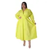 Plus Size Kleider WSFEC XL-5XL 2023 Mode Winter Einfarbig Langarm Taste Frauen Kleidung Lässig Elegantes Kleid Großhandel