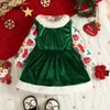 Set di abbigliamento Il mio primo costume da bambina di Natale set da cartone animato vestiti attillati in peluche vestito di velluto rosso costume da bambino 231214