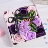 Flores decorativas criativas sabonete rosa caixa de presente aniversário namorados presentes de casamento para namorada mulheres esposa dia das mães flor artificial