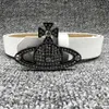 Designer Viviene Westwood Belt Viviennewestwood Small Fragrant Style Advanced Sense Western Empress Dowager Water Diamond Saturn Buckle Belt Temperamen2266++