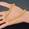 Schmuckset für Herren und Damen, 14-karätiges Gelbgold, Armband-Halsketten-Set, Bordsteinkante, kubanisches Weben, Schlangenketten-Schmuck