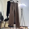 Дизайнерские женские брюки Diamond Vintage Leather Pants Осень и зима с высокой талией Прямые стройные мотоциклетные брюки для отдыха из искусственной кожи с широкими штанинами v62B #