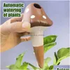 Sprayers 4Pcs Self-Watering Mushroom Spikes Portable Matic Terracotta Globe Small Potted Plant Waterer Cute Garden Device 231122 Dro Dhk5H