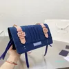 Diseño de lona de mezclilla hombro El estilo punk Color puro bolso de mujer Bolsas de mensajero cubiertas Monedero rectangular