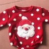 Zestawy odzieży Baby Girl Boy Christmas Clothing Zestaw z zimowym nadrukiem kropkową i aksamitnym kombinezonem Baby czyste bawełniane grube dziecięce ubrania 231214