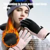 Skidhandskar vinter snowboard skidhandskar pu läder non-halp pekskärm vattentät motorcykel cykling fleece varma ridhandskar för kvinnor.