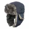 Trapper Hats Mens Winter Trooper Earflap Warm Russian Waterproof Ski Hat Bomber Cap Ear Protectors 231213