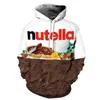 Men's Hoodies Men 3d Hoodie Print Nutella Food Hip Hop Casual Tops Fashion Pullovers Sweatshirts Funny Printed Plus Size Coat