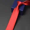 Papillon da uomo di marca cravatta da sposa di alta qualità rosso 6 cm di larghezza per gli uomini affari lavoro cravatta sposo matrimonio festa collo confezione regalo