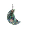 Presente natural abalone concha jóias lua pingente pavão verde abalone oceano praia inspirado acessório 5 peças 8569509