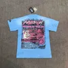 Мужские футболки Hellstar Хлопковая футболка Vintage Wash Blue Tie Dye с принтом 1 1 Этикетка высокого качества для пар Топ с коротким рукавом T231214